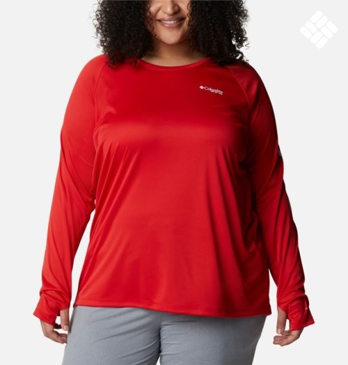 Columbia PFG Tidal Tee Hettegensere Dame Rød | Plus Size 24607F